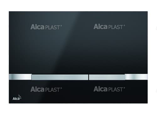 Alcaplast Przycisk sterujący do systemów podtynkowych Flat Color (stal nierdzewna-czarny połysk) STRIPE-BLACK