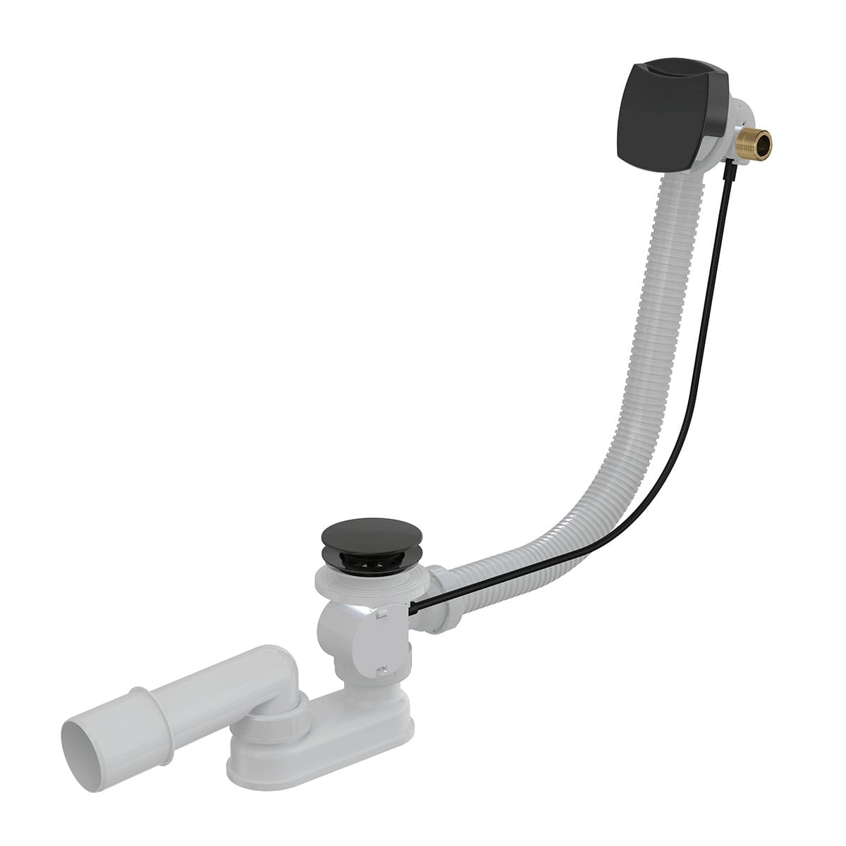 Alcaplast Syfon wannowy z funkcją napełniania przez przelew, czarny-mat (długość 100 cm), A564BLACK-100