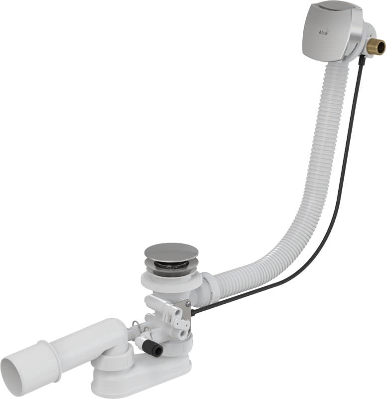 Alcaplast Syfon do wanien z hydromasażem z funkcją napełniania przez przelew, korek automat., metal (dł.100 cm), A566-273133-100