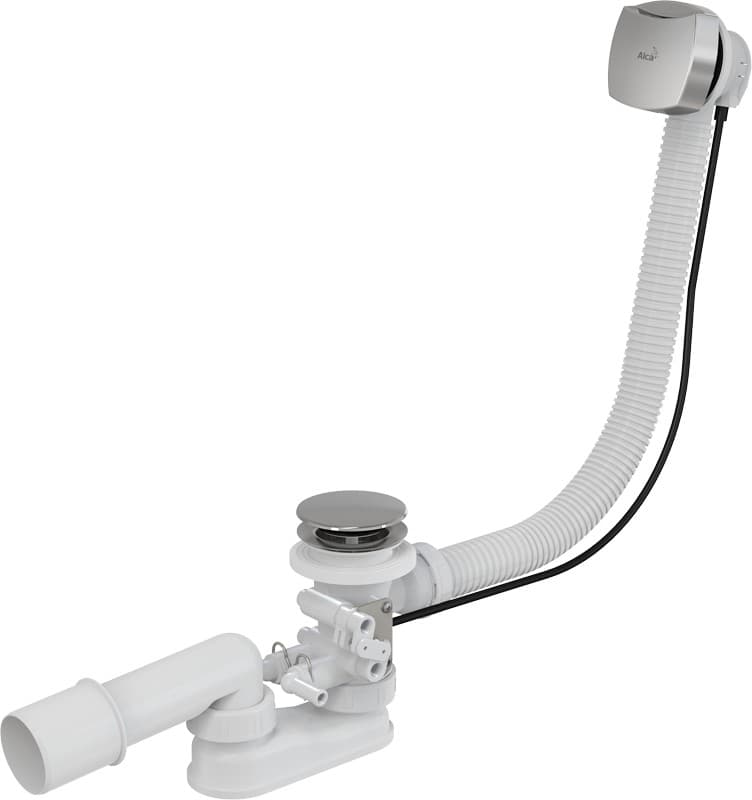 Alcaplast Syfon wannowy do wanien z hydromasażem, korek automatomatyczny, chrom (długość 80 cm), A566-112122-80