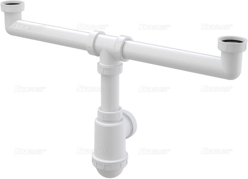 Alcaplast Półsyfon podwójny butelkowy zlewozmywaka z nakrętkami 6/4", A448-DN50/40