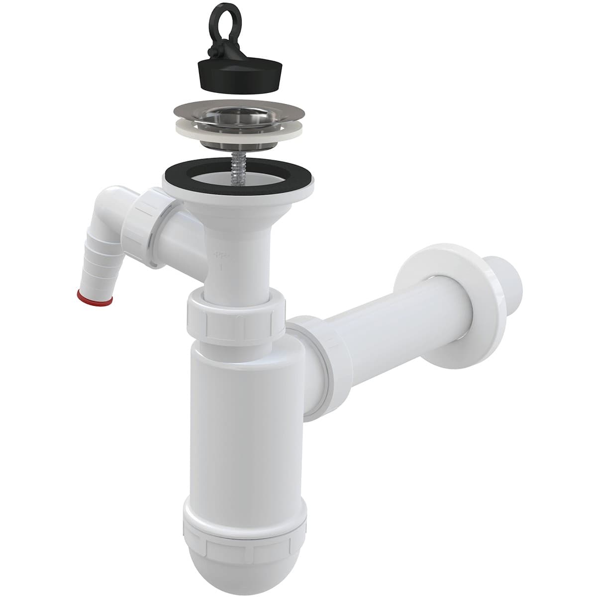 Alcaplast Syfon umywalkowy DN40 z przyłączem, sitko nierdzewne DN63, A41P