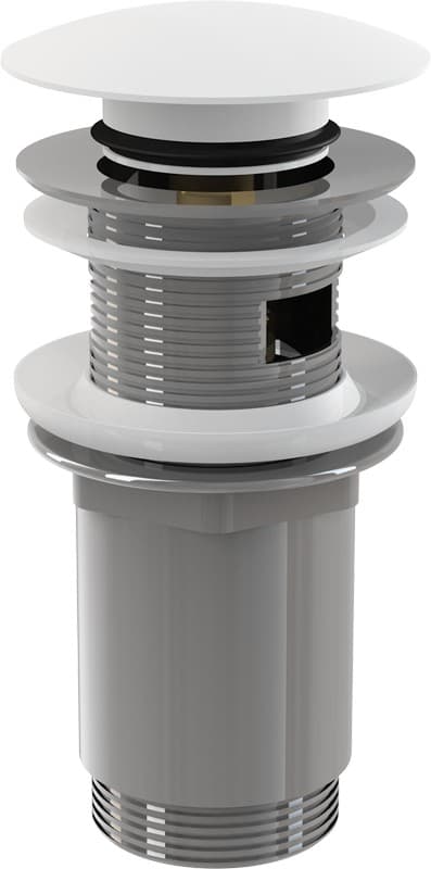 Alcaplast Spust umywalki click/clack 5/4" metalowy z przelewem, duży korek, BIAŁY, A392B