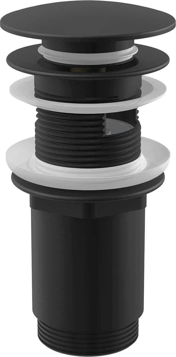 Alcaplast Spust umywalki click/clack 5/4" metalowy z przelewem, duży korek, CZARNY, A392BLACK