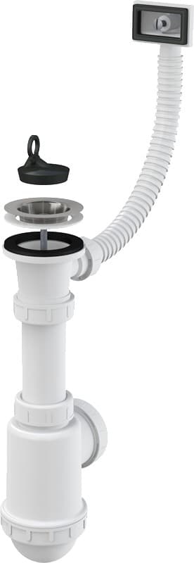 Alcaplast Syfon zlewozmywaka z przelewem, sitko nierdzewne DN70, A444-DN50/40