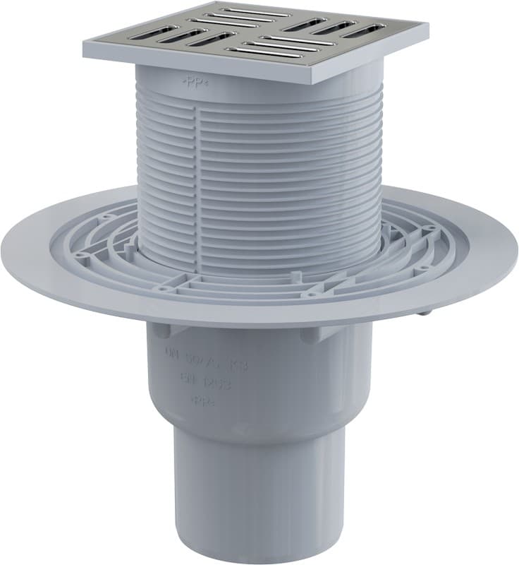 Alcaplast Kratka ściekowa 105x105/50/75 mm, odpływ pionowy, kratka nierdzewna, syfon mokry, APV201