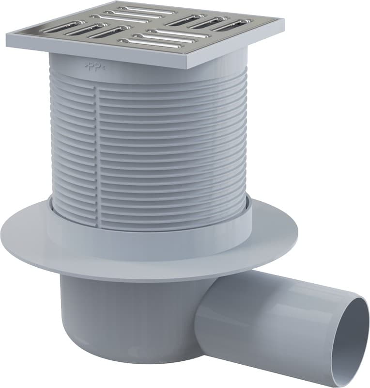 Alcaplast Kratka ściekowa 105x105/50 mm, odpływ boczny, kratka nierdzewna, kombinowany syfon SMART, APV31