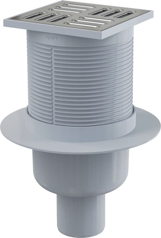 Alcaplast Kratka ściekowa 105x105/50 mm, odpływ pionowy, kratka nierdzewna, syfon mokry, APV2