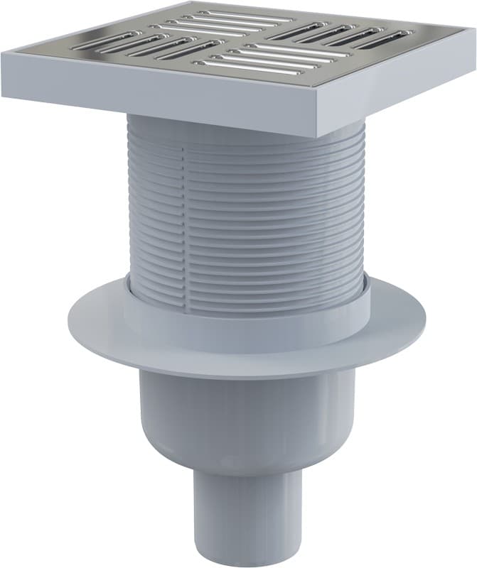 Alcaplast Kratka ściekowa 150x150/50 mm, odpływ pionowy, kratka nierdzewna, syfon mokry, APV6411