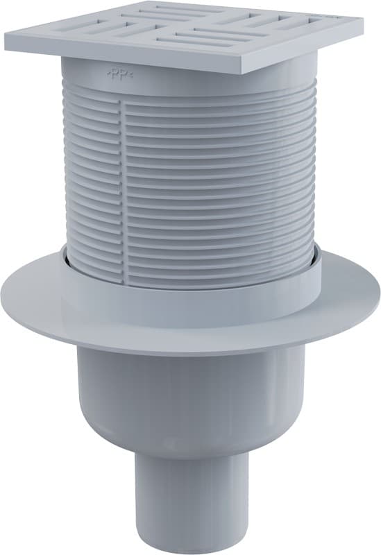 Alcaplast Kratka ściekowa 105x105/50 mm, odpływ pionowy, kratka szara, syfon mokry, APV6111