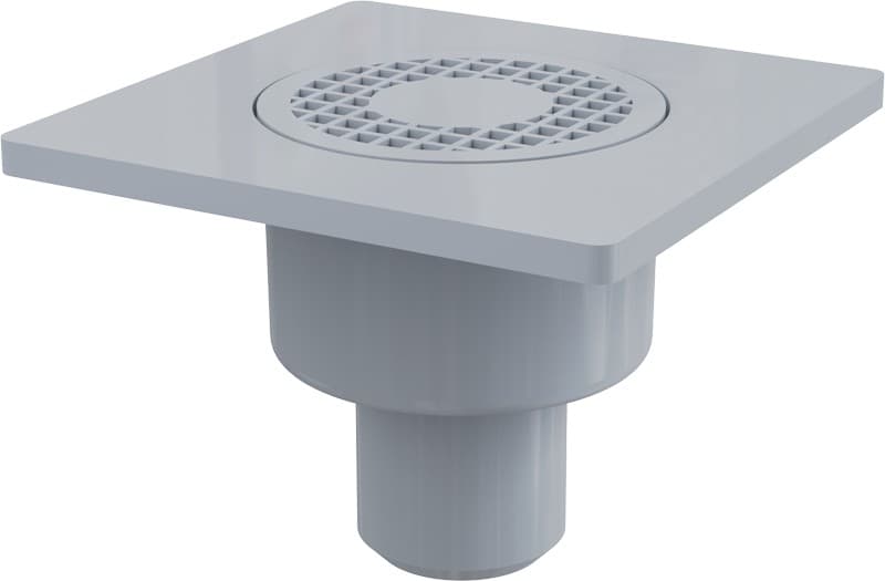 Alcaplast Kratka ściekowa 150x150/50 mm, odpływ pionowy, kratka szara, syfon mokry, APV4