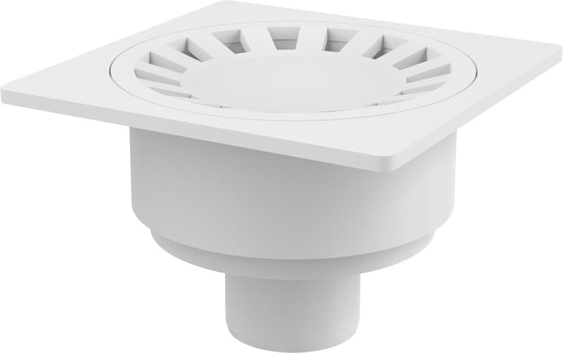 Alcaplast Kratka ściekowa 150x150/50 mm, odpływ pionowy, kratka biała, syfon mokry, APV16