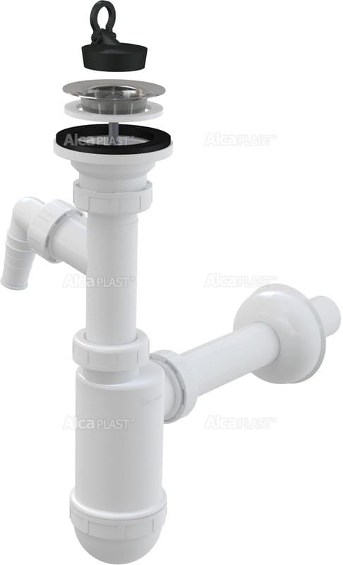 Alcaplast Syfon umywalkowy DN32 z przyłączem, sitko nierdzewne DN63, A410P
