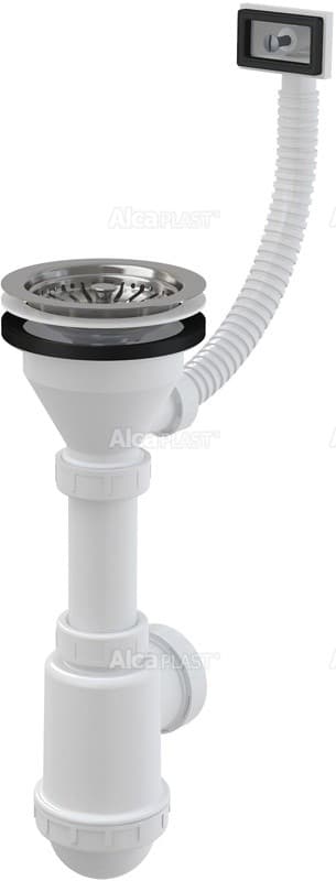 Alcaplast Syfon zlewozmywaka z przelewem, sitko nierdzewne DN115, A447-DN50/40
