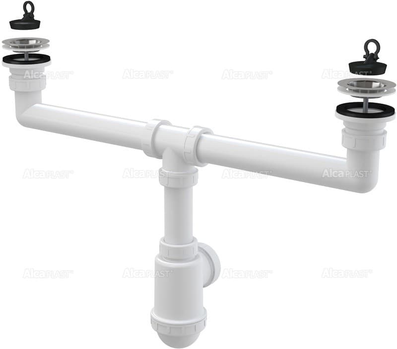 Alcaplast Syfon zlewu dwukomorowego, sitka nierdzewne DN70, A449-DN50/40